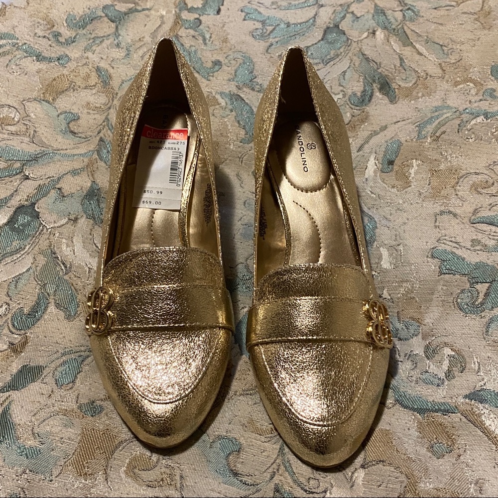 Bandolino gold block heels